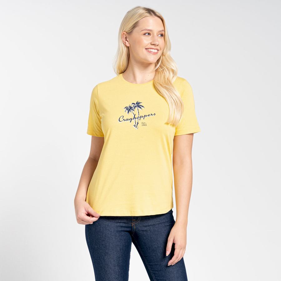 Yellow Craghoppers Ally Short Sleeved Women's T-Shirts | XOW2380PS