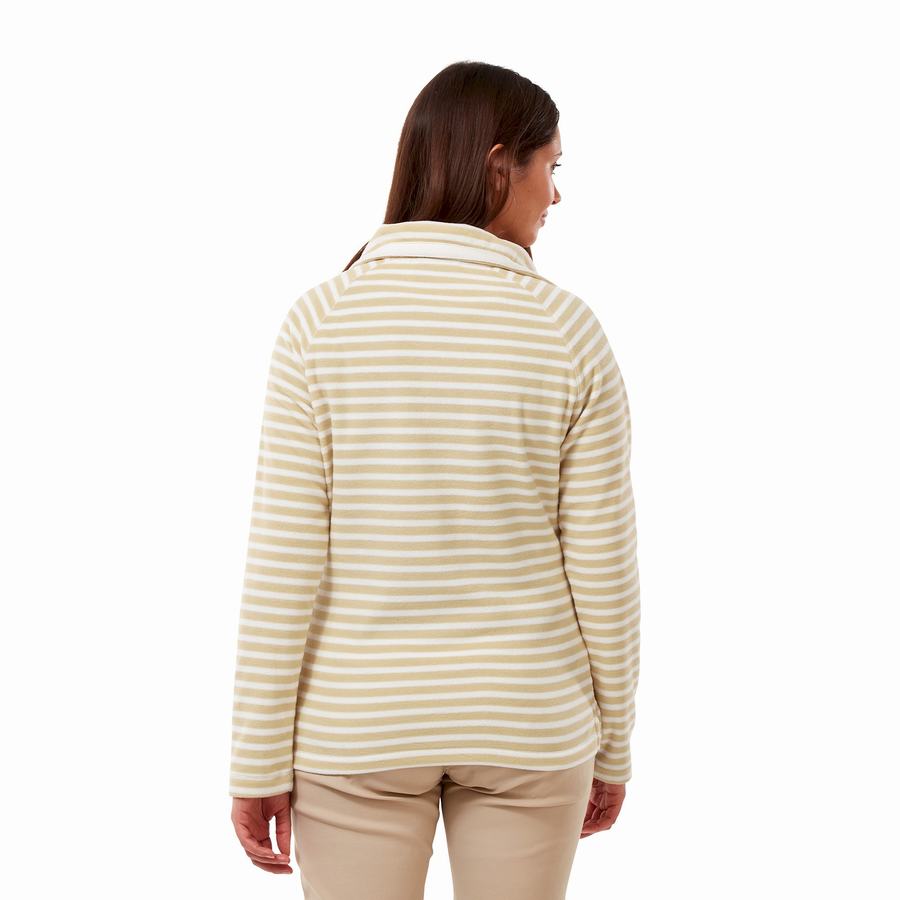 Yellow Stripes Craghoppers Natalia Half Zip Women's Sweaters | TSJ7824AN