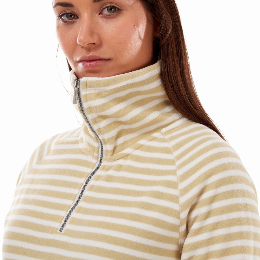 Yellow Stripes Craghoppers Natalia Half Zip Women's Sweaters | TSJ7824AN