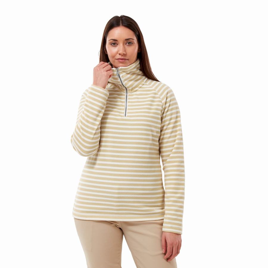 Yellow Stripes Craghoppers Natalia Half Zip Women's Sweaters | TSJ7824AN